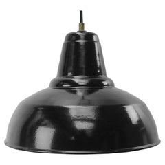 Dutch Black Enamel Vintage Industrial Factory Pendant Lights by Philips