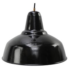 Dutch Black Enamel Vintage Industrial Factory Pendant Lights by Philips