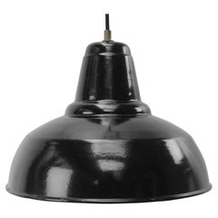 Holländische Pendelleuchten aus schwarzer Emaille im industriellen Vintage-Stil von Philips