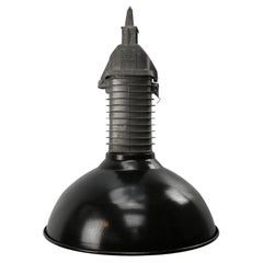 Dutch Black Enamel Vintage Industrial Pendant Lights by Philips, Holland