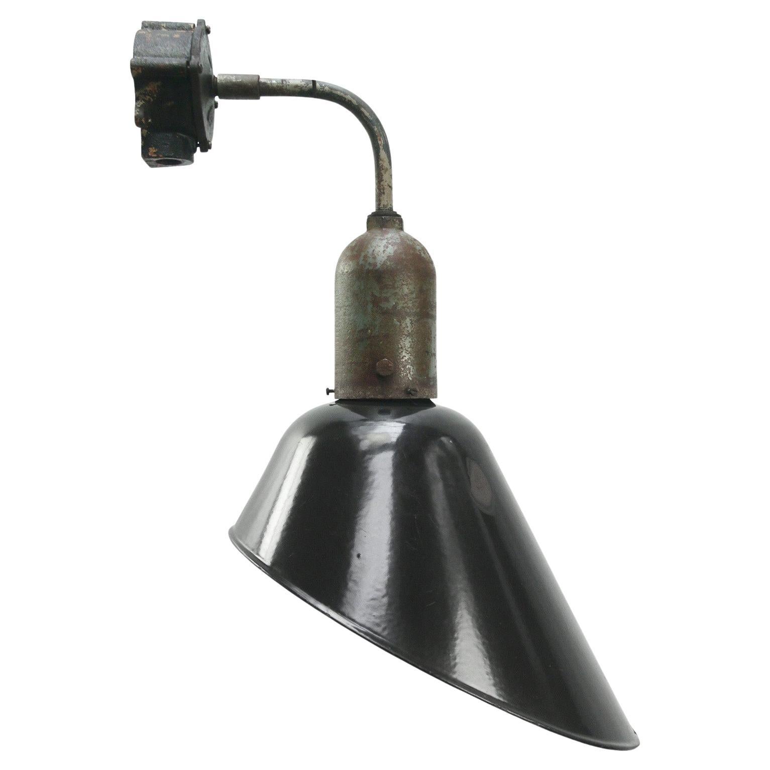 Dutch Black Enamel Vintage Industrial Scone Wall Light