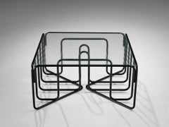 Dutch Black Tubular Coffee Table With Glass Top