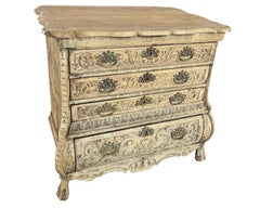 Dutch Bleached Oak Carved Bombay Chest Of Drawers, 1700s