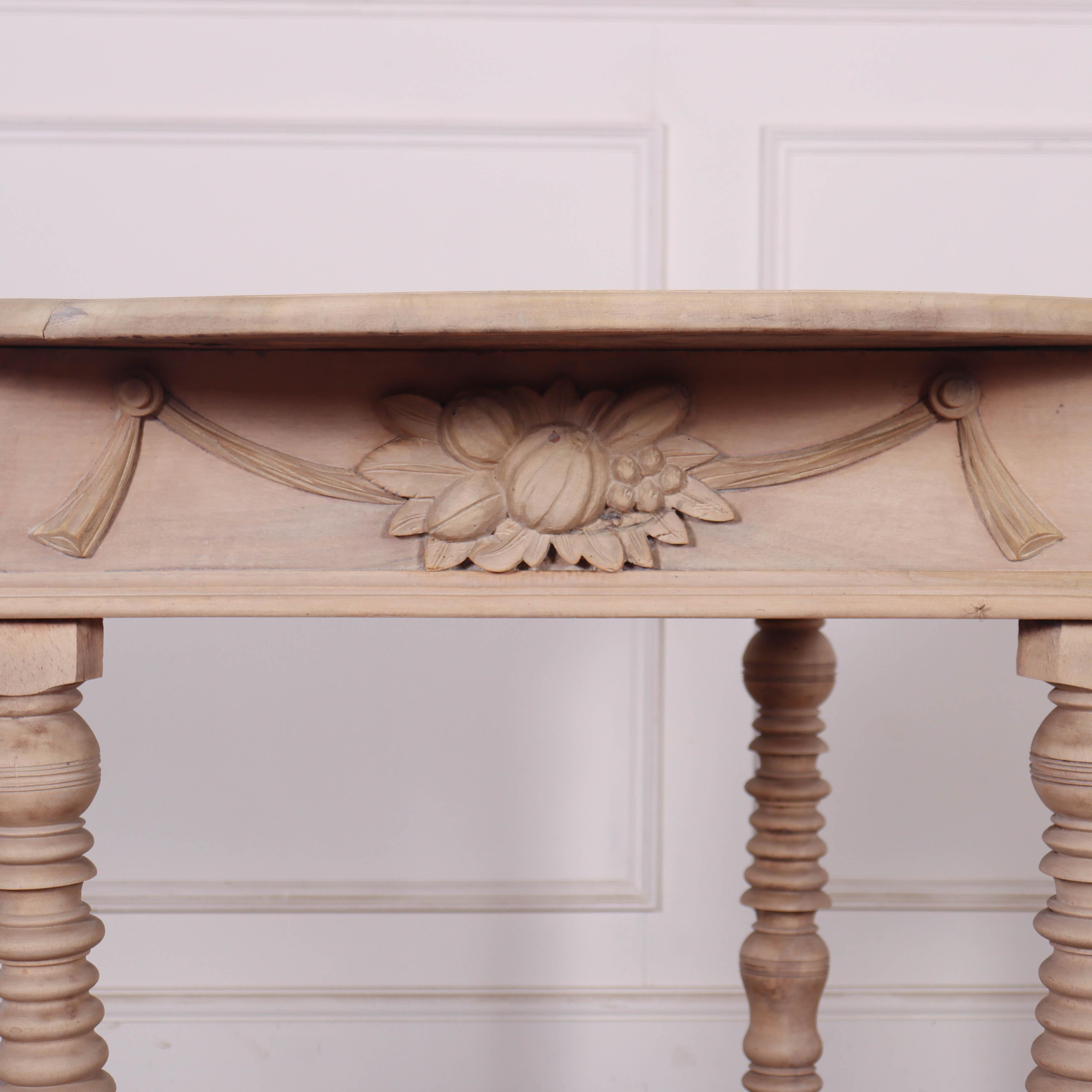 19th Century Dutch Bleached Walnut Console Table For Sale