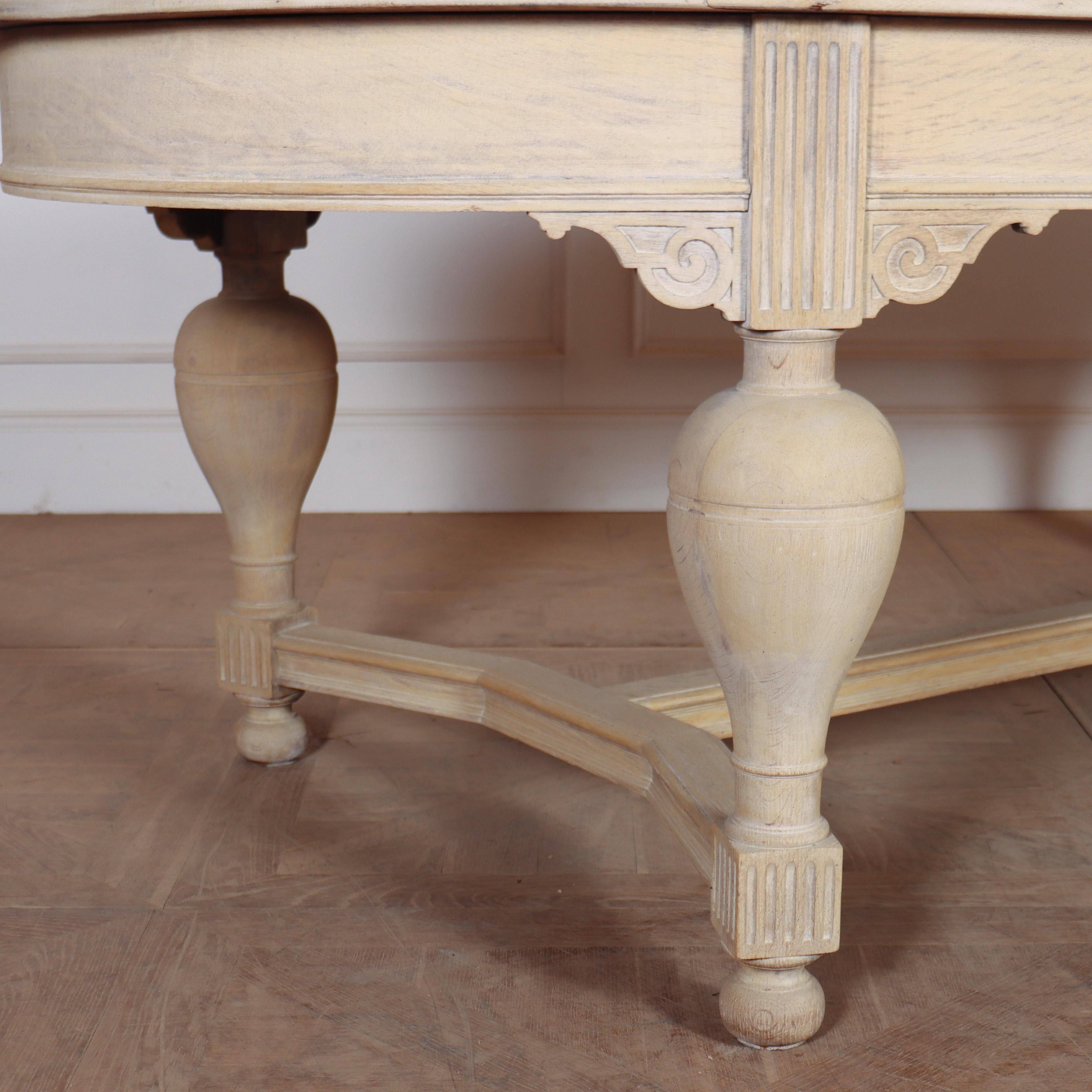 Large late 19th C Dutch bleached oak oval dining table. 1880.

Reference: 8010

Dimensions
91 inches (231 cms) Wide
51 inches (130 cms) Deep
29.5 inches (75 cms) High