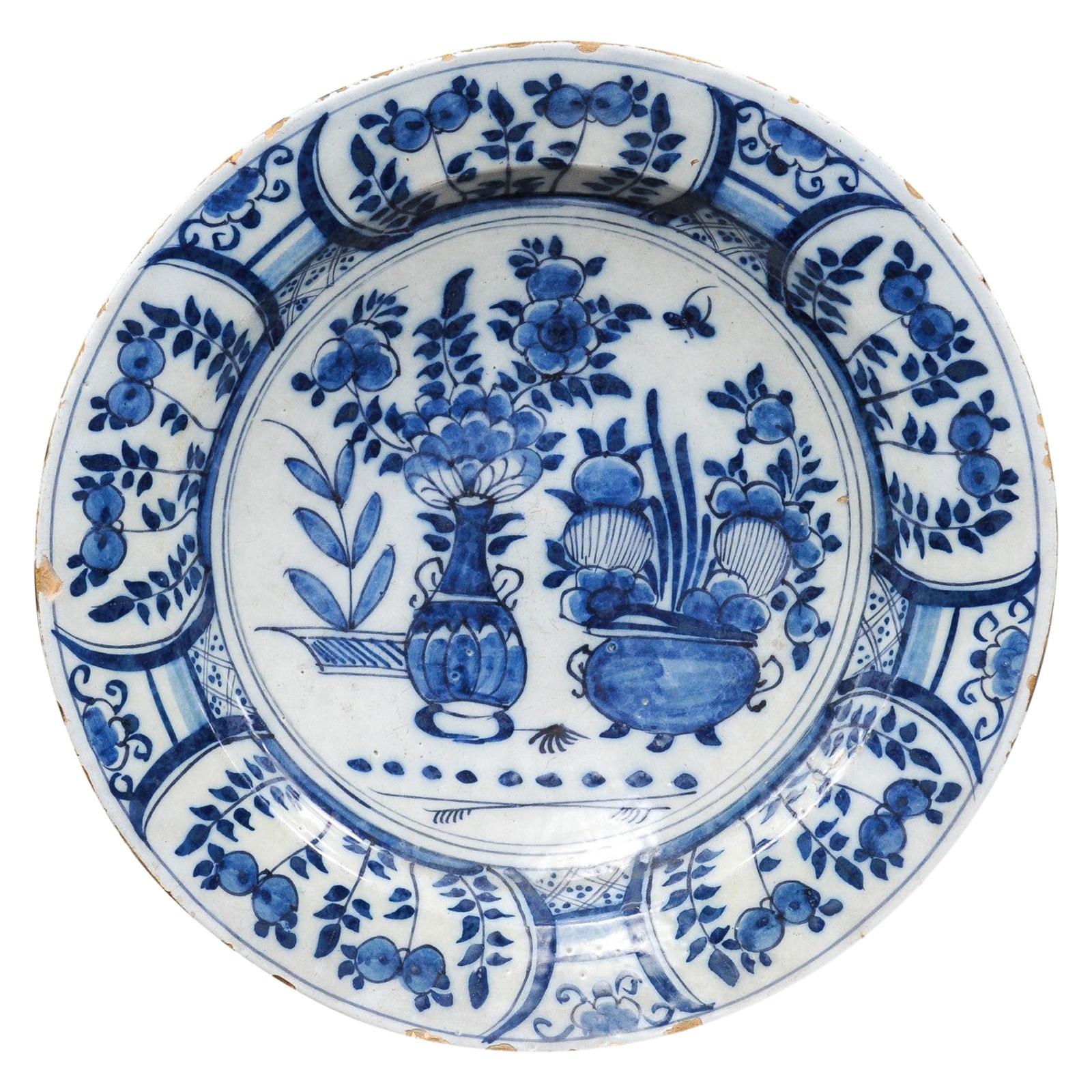 Dutch Blue and White Charger, 18th Century