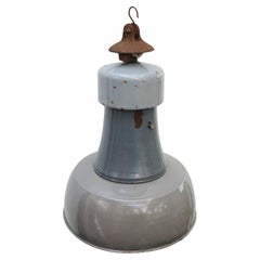 Pendente industriale olandese in ghisa blu grigio smaltato vintage Top-Light