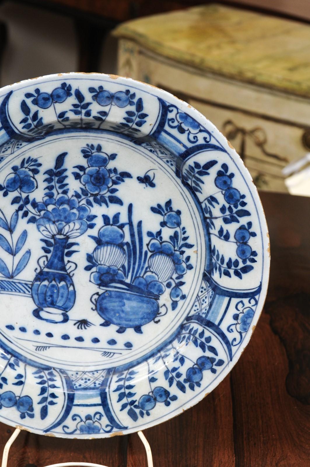 Pottery Dutch Blue and White Charger, 18th Century