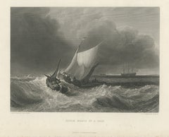 Dutch Boats in a Gale after J.M.W. Turner, Antique Engraving, circa 1880