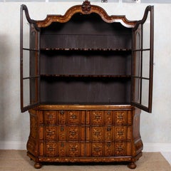 Dutch Bombe Bookcase Vitrine Display Cabinet on Chest Glazed Dresser