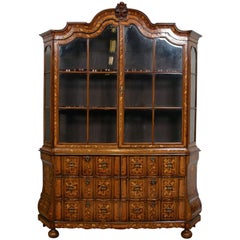 Antique Dutch Bombe Bookcase Vitrine Display Cabinet on Chest Glazed Dresser