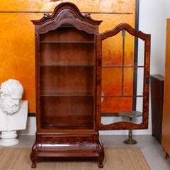 Dutch Bombe Bookcase Vitrine Display Cabinet On Chest Glazed Dresser Vintage
