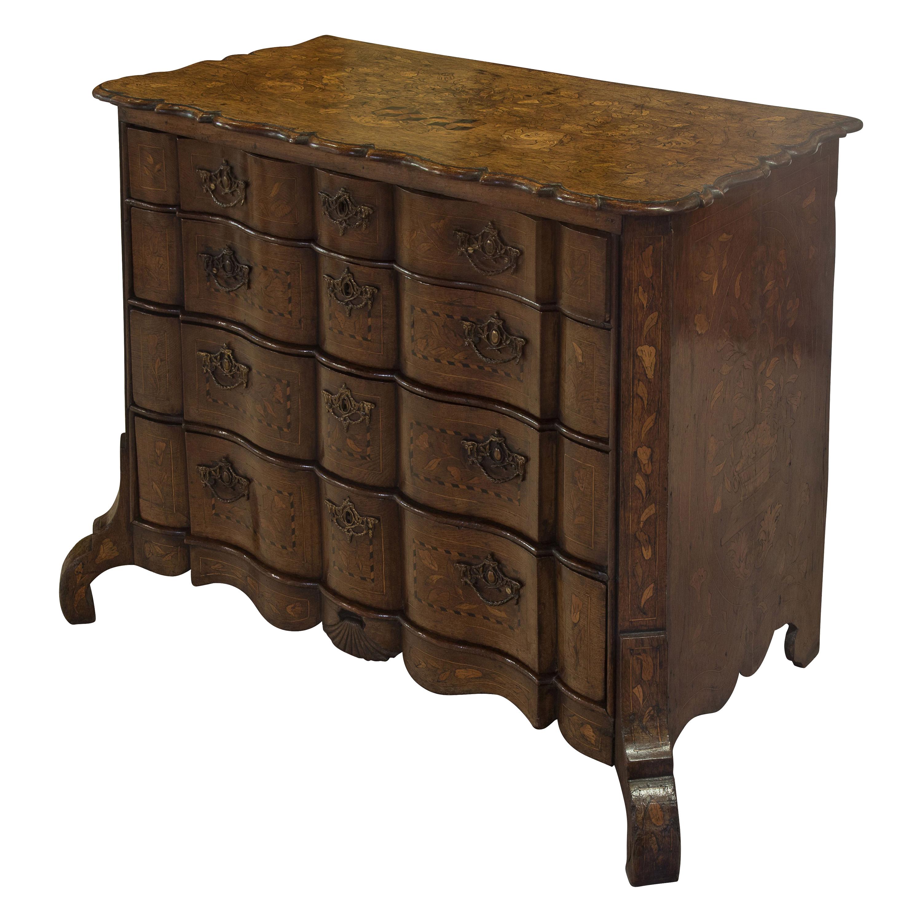 Dutch Bombe Chest of Drawers 18th Century For Sale