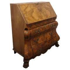 Dutch Bombe Three Drawer Burr Walnut Bureau