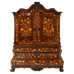 Dutch bombe two doors cabinet with floral marquetry, ca. 1750