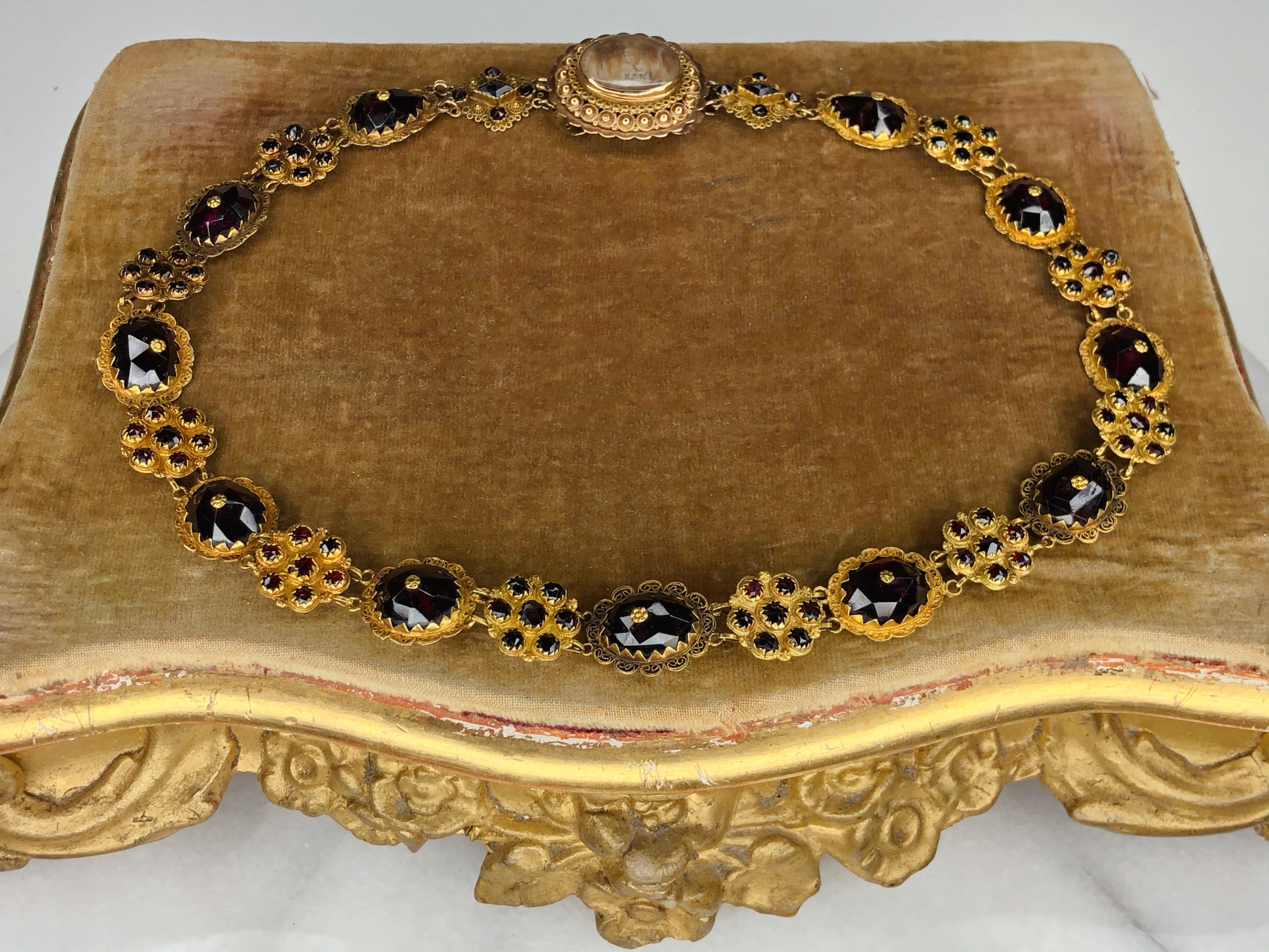 Dutch Bootjesketting 'Little Boats' Victorian Garnet Necklace 14 Karat Gold Link 3