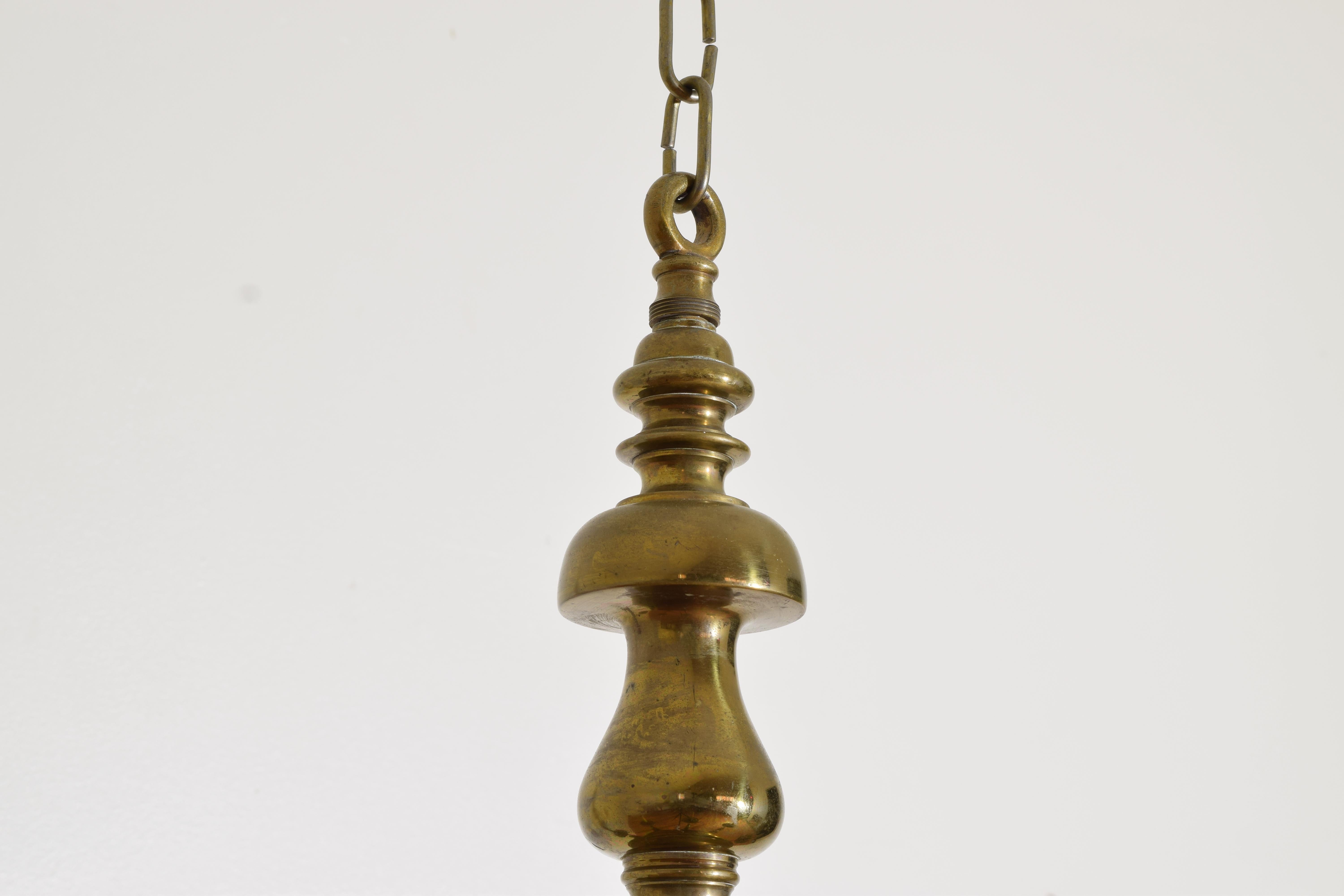 Dutch Brass 6-Light Chandelier, 1st half 19th century In Good Condition In Atlanta, GA