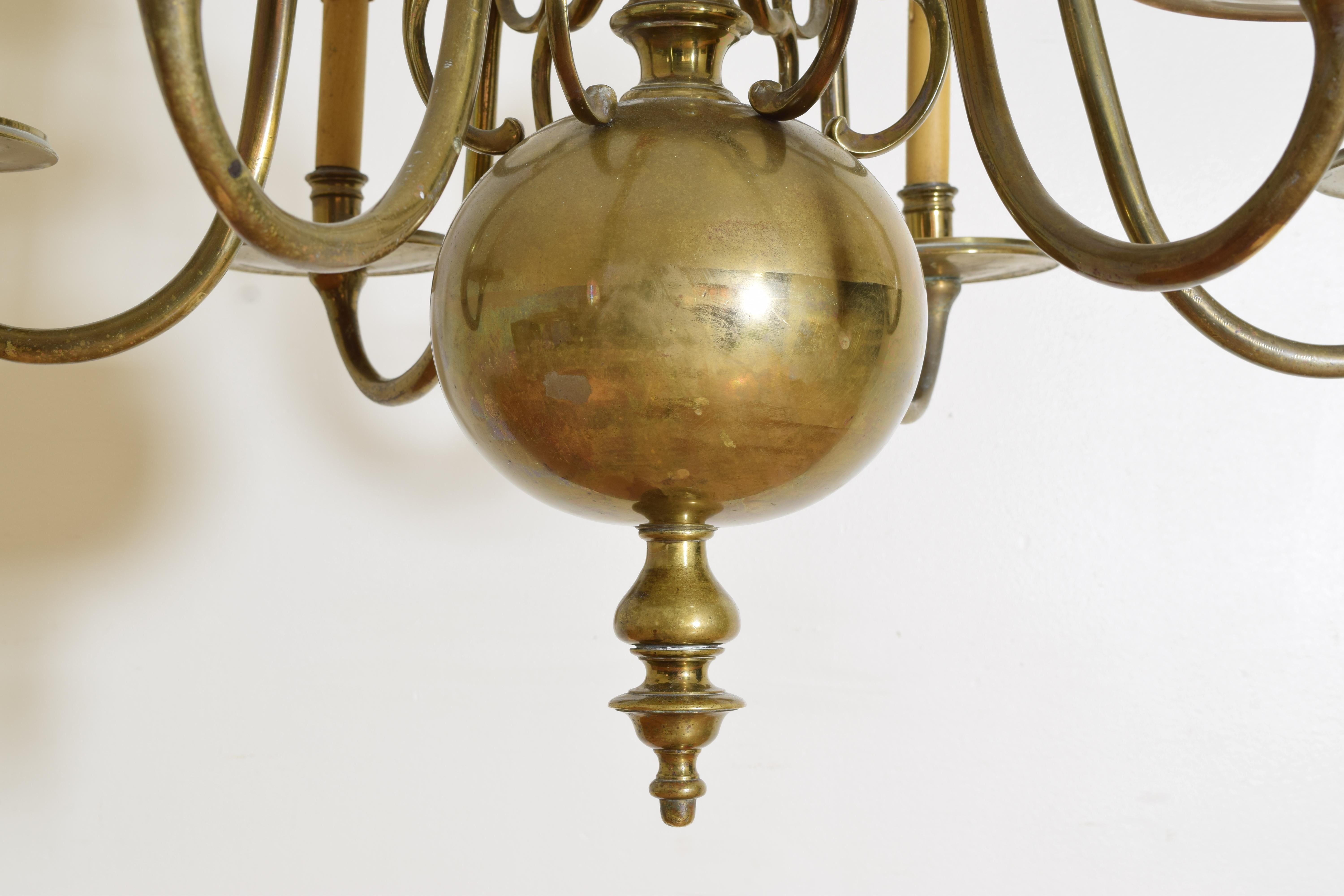 Dutch Brass 6-Light Chandelier, 1st half 19th century 3