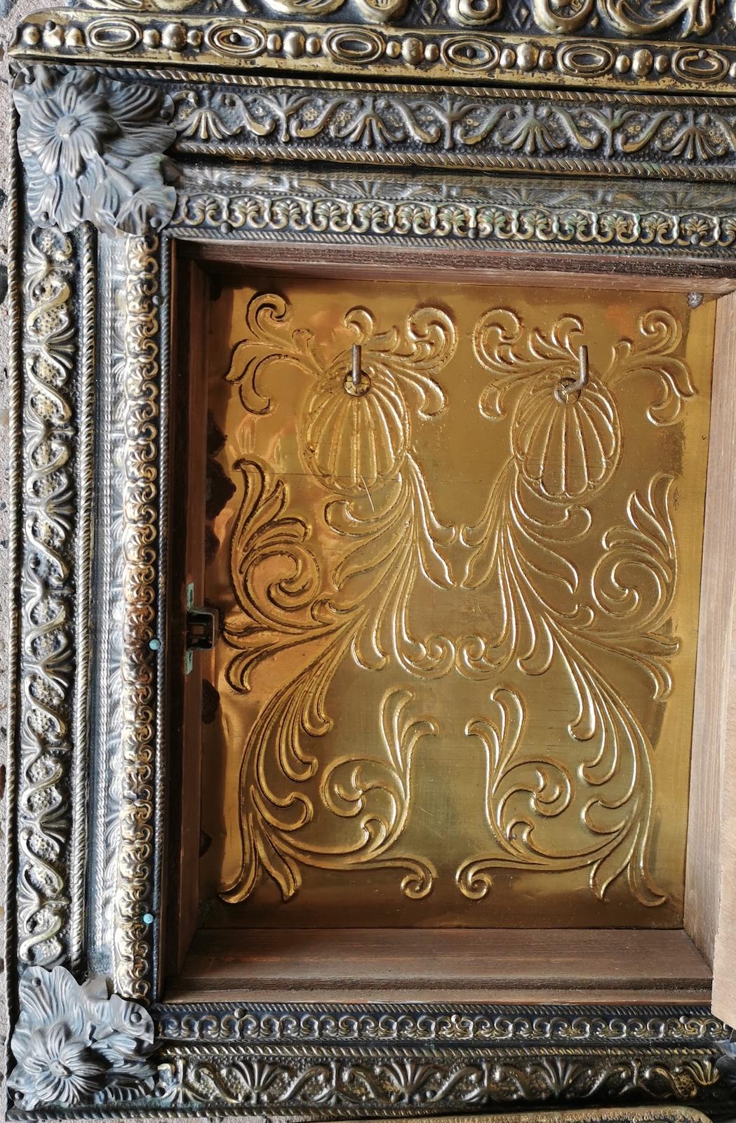 Dutch Brass Framed Mirror Cabinet For Sale 1