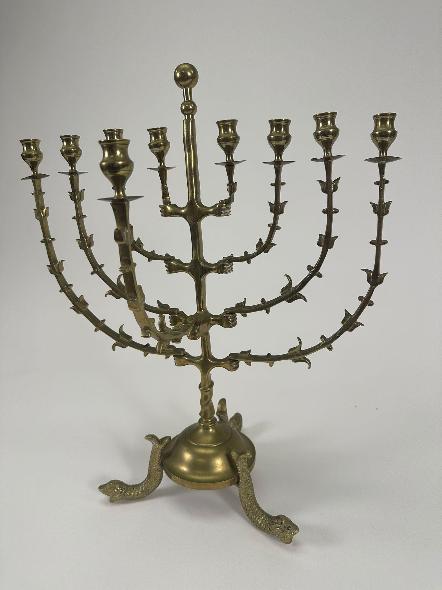 Cast Dutch Brass Menorah, Late 19th Century (1880-1890) For Sale