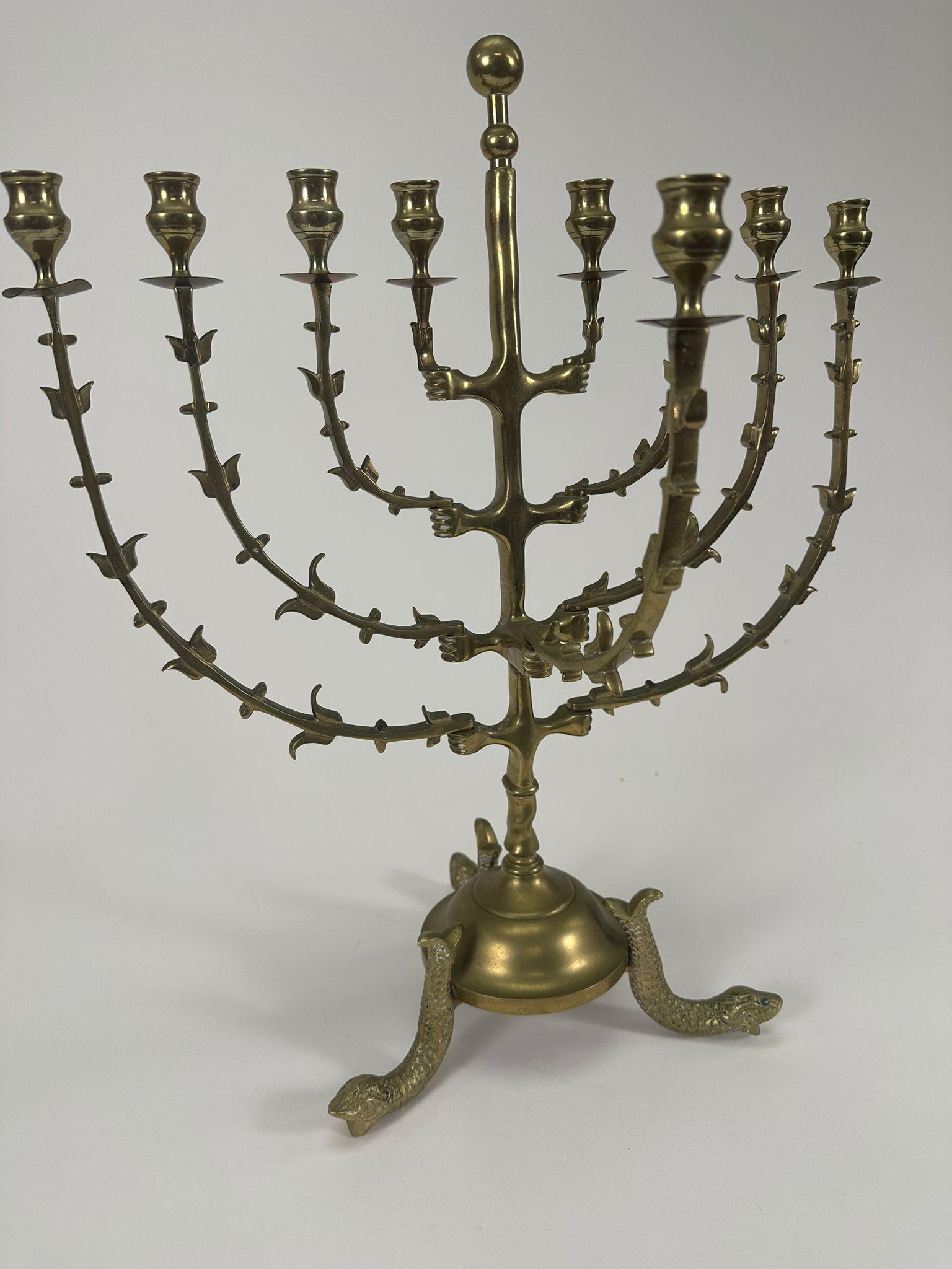 Dutch Brass Menorah, Late 19th Century (1880-1890) In Excellent Condition For Sale In New York, NY