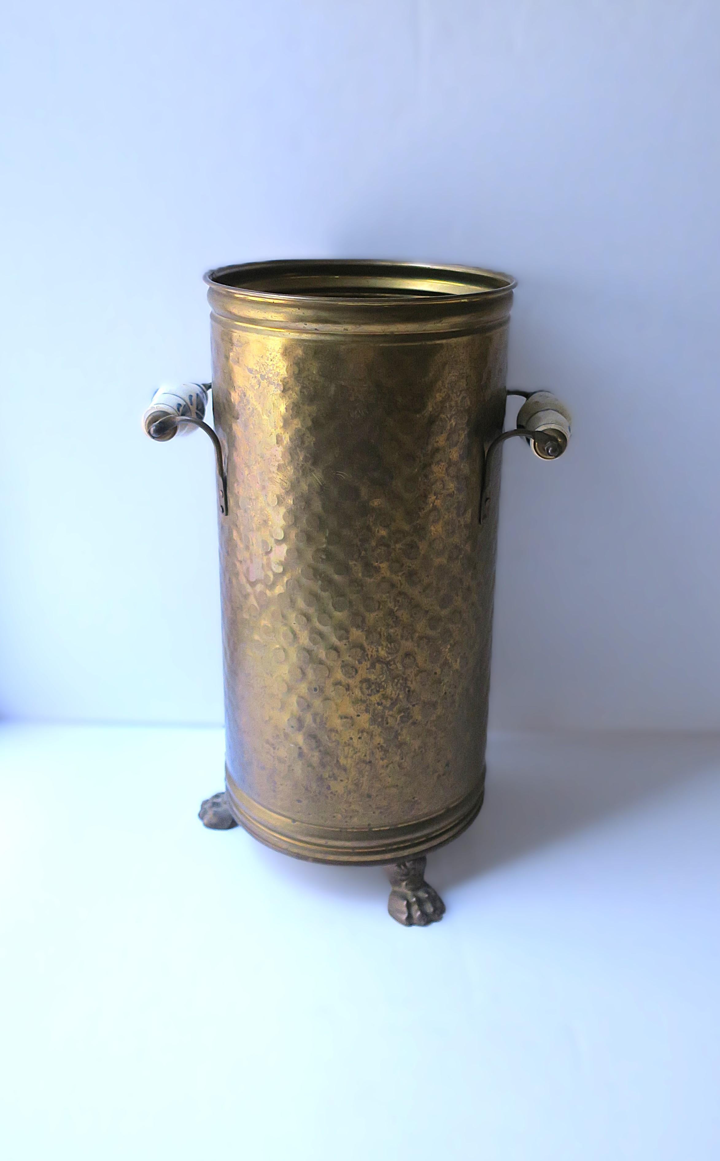 Empire Dutch Brass Umbrella Stand with Lion Paw Feet For Sale