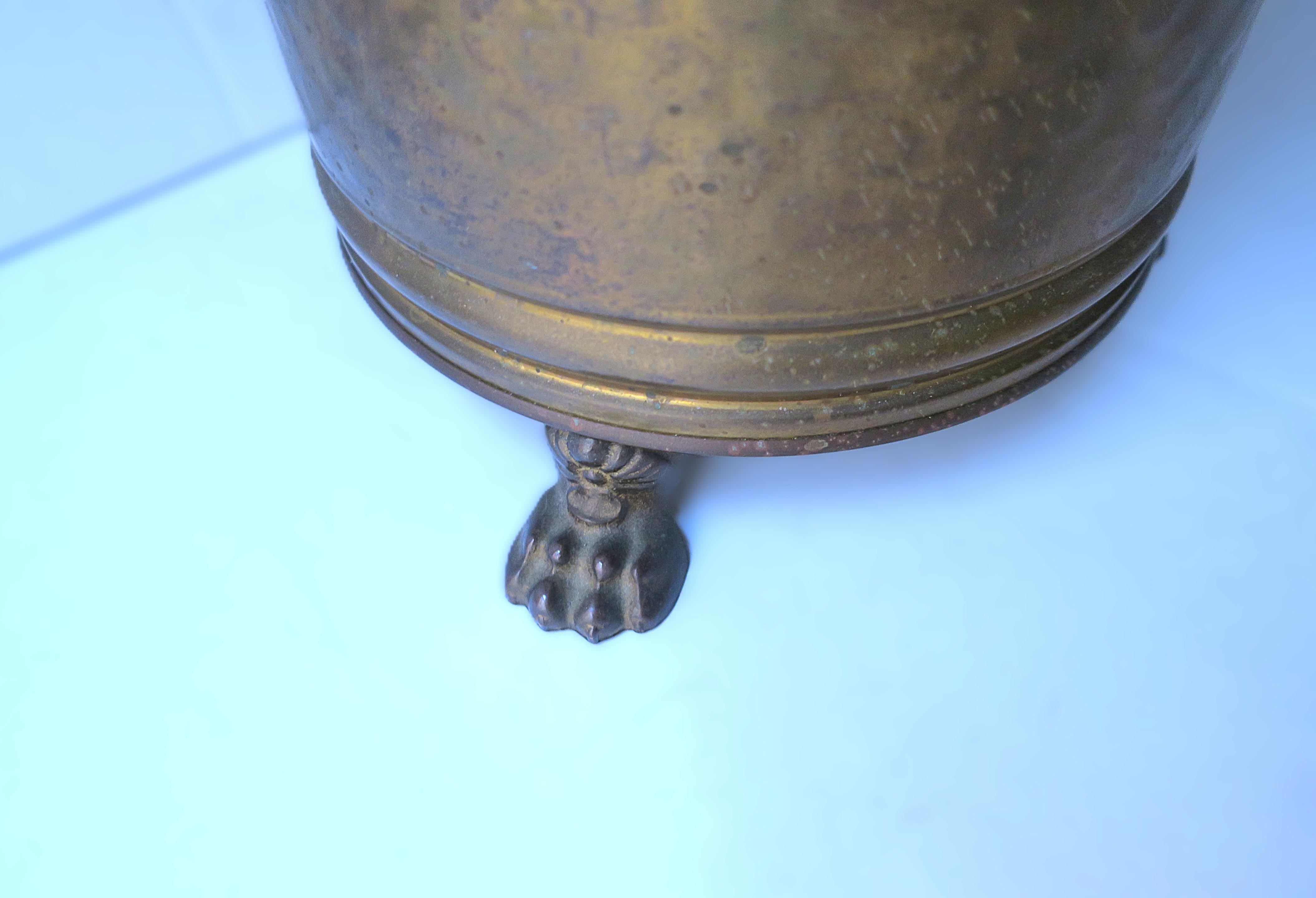 Dutch Brass Umbrella Stand with Lion Paw Feet For Sale 3