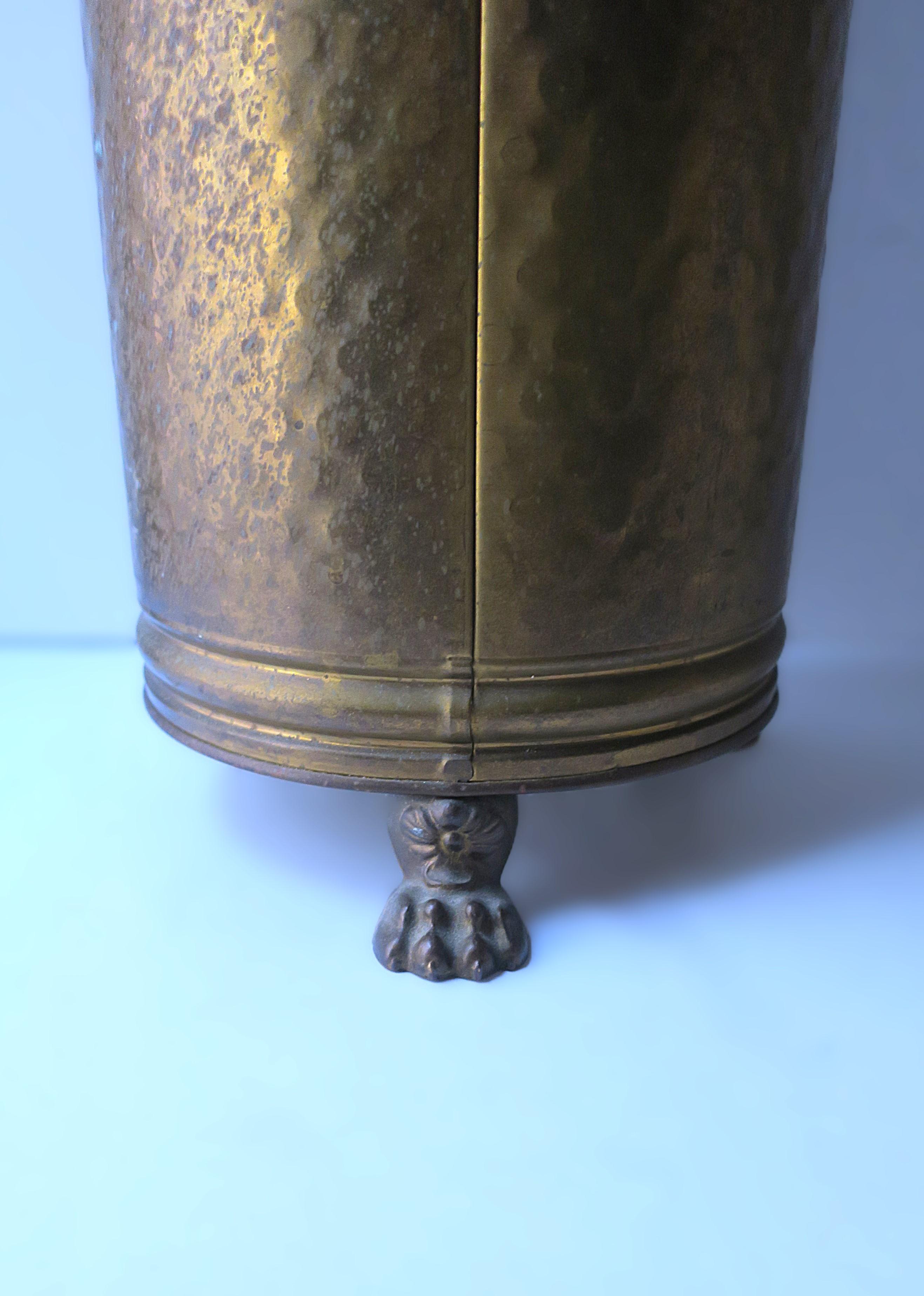 Dutch Brass Umbrella Stand with Lion Paw Feet For Sale 4