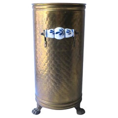 Dutch Brass Umbrella Stand with Lion Paw Feet
