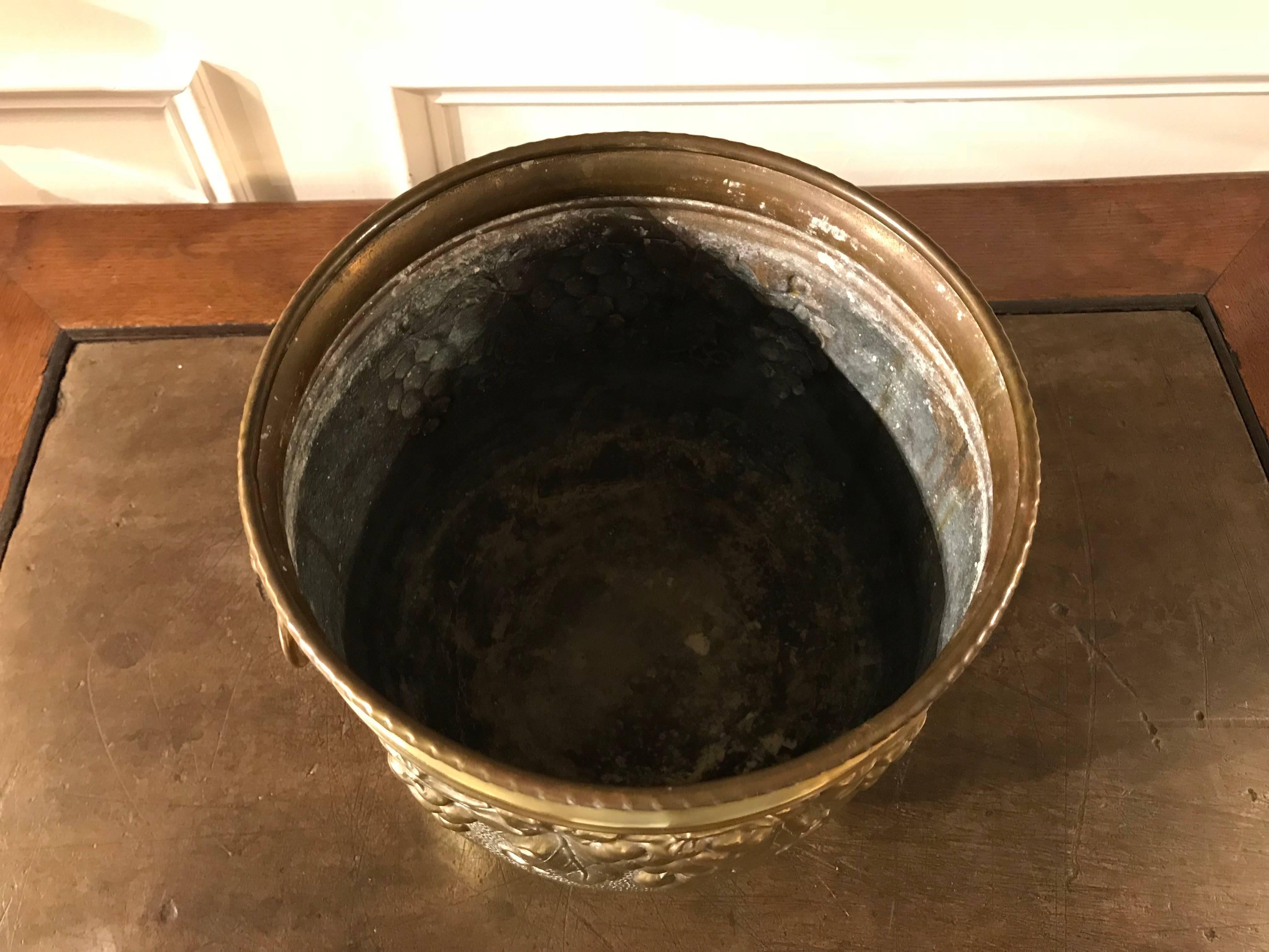 Dutch Brass Wine Cooler with Lion Heads and Grape Vine Decoration 7
