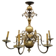 Antique "dutch" Bronze Chandelier, Early 20th Century