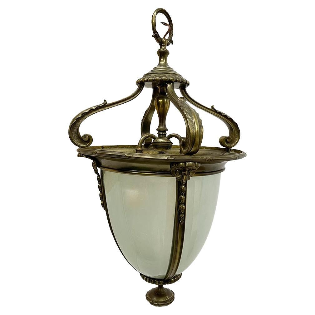 Lanterna da sala olandese in bronzo, circa 1900