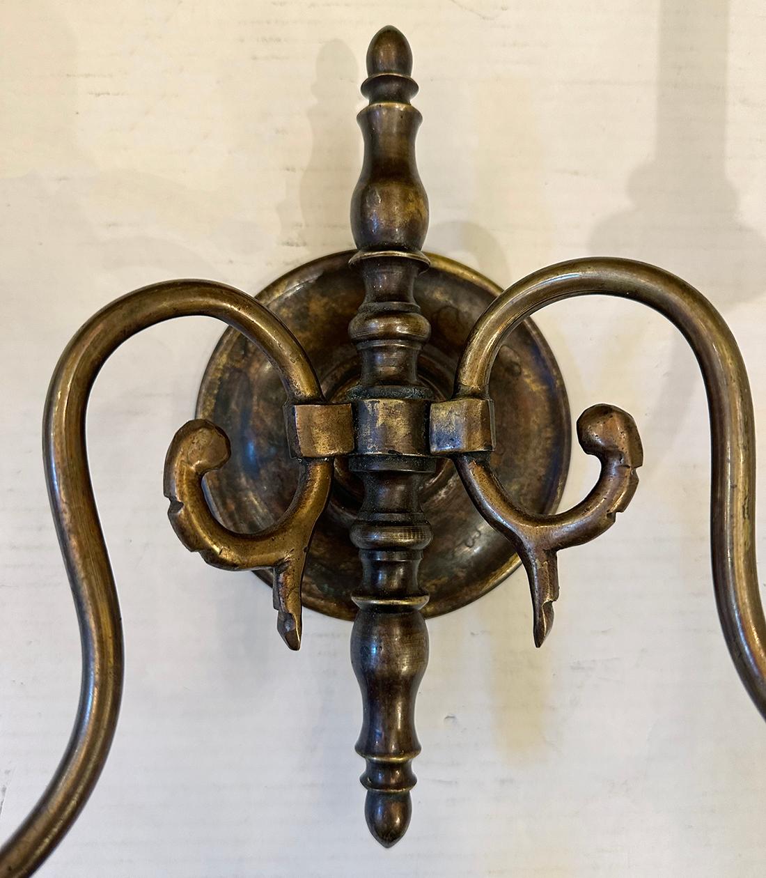 French Pair of Dutch Bronze Sconces For Sale