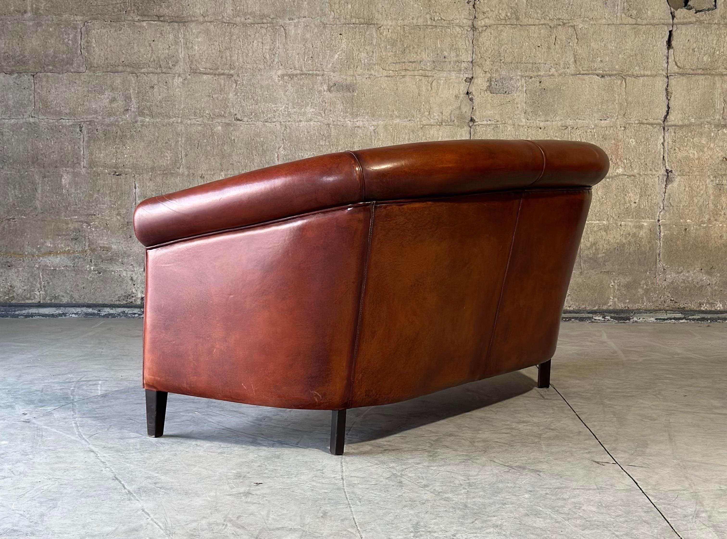 Dutch Brown Leather Settee 2