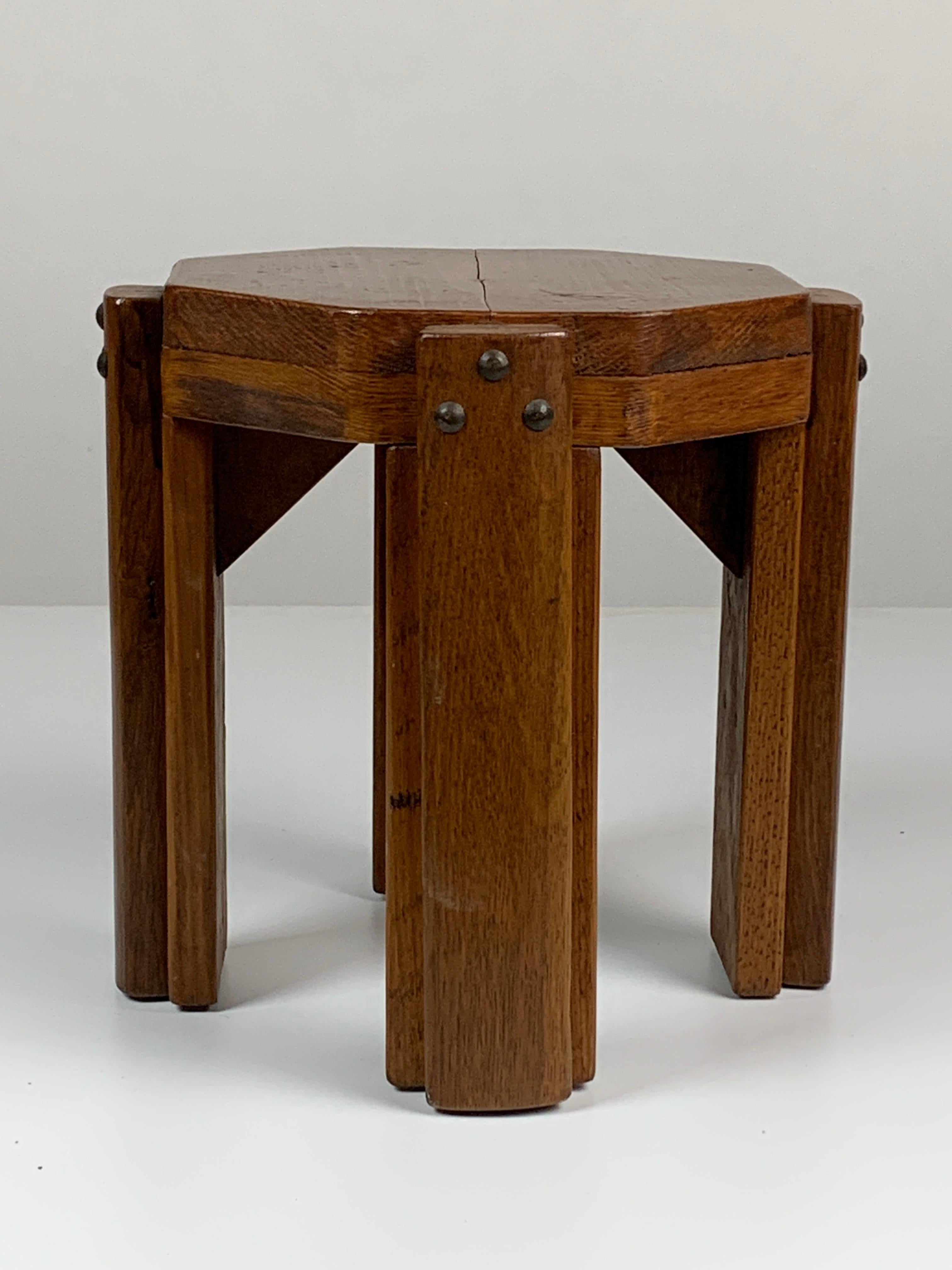 Dutch brutalist Art Deco small low stool plant stand 1930s-1950s 6