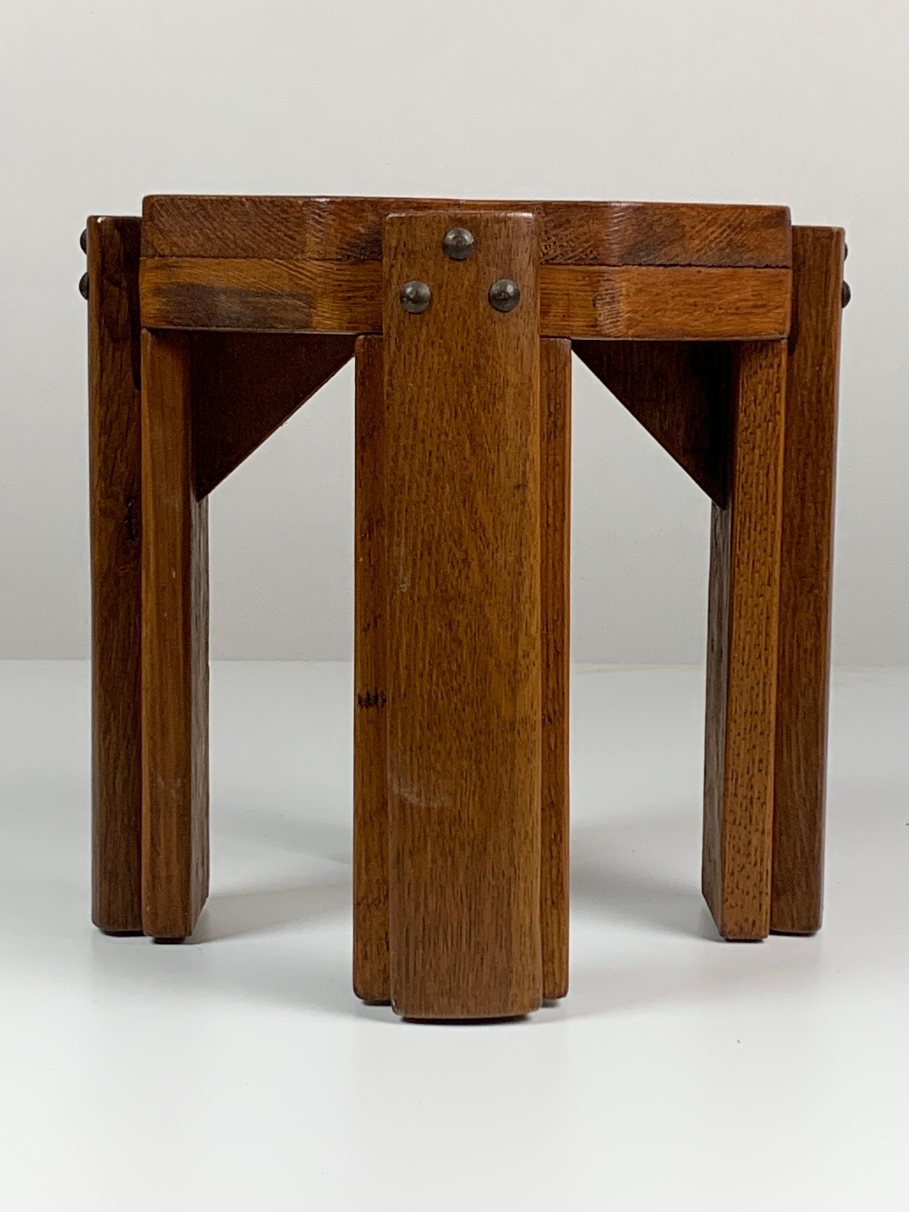 Dutch brutalist Art Deco small low stool plant stand 1930s-1950s 7