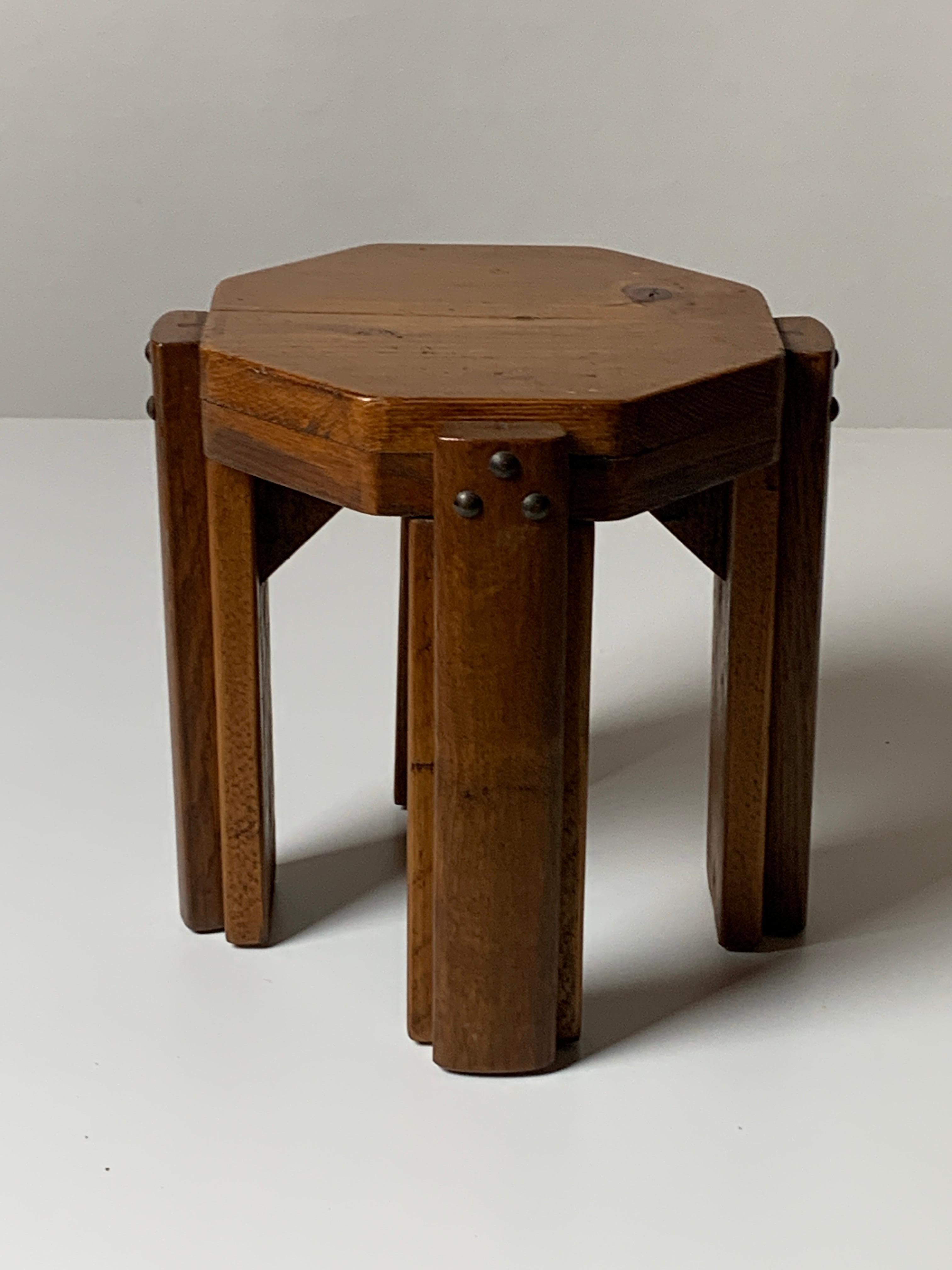 Brutalist Dutch brutalist Art Deco small low stool plant stand 1930s-1950s