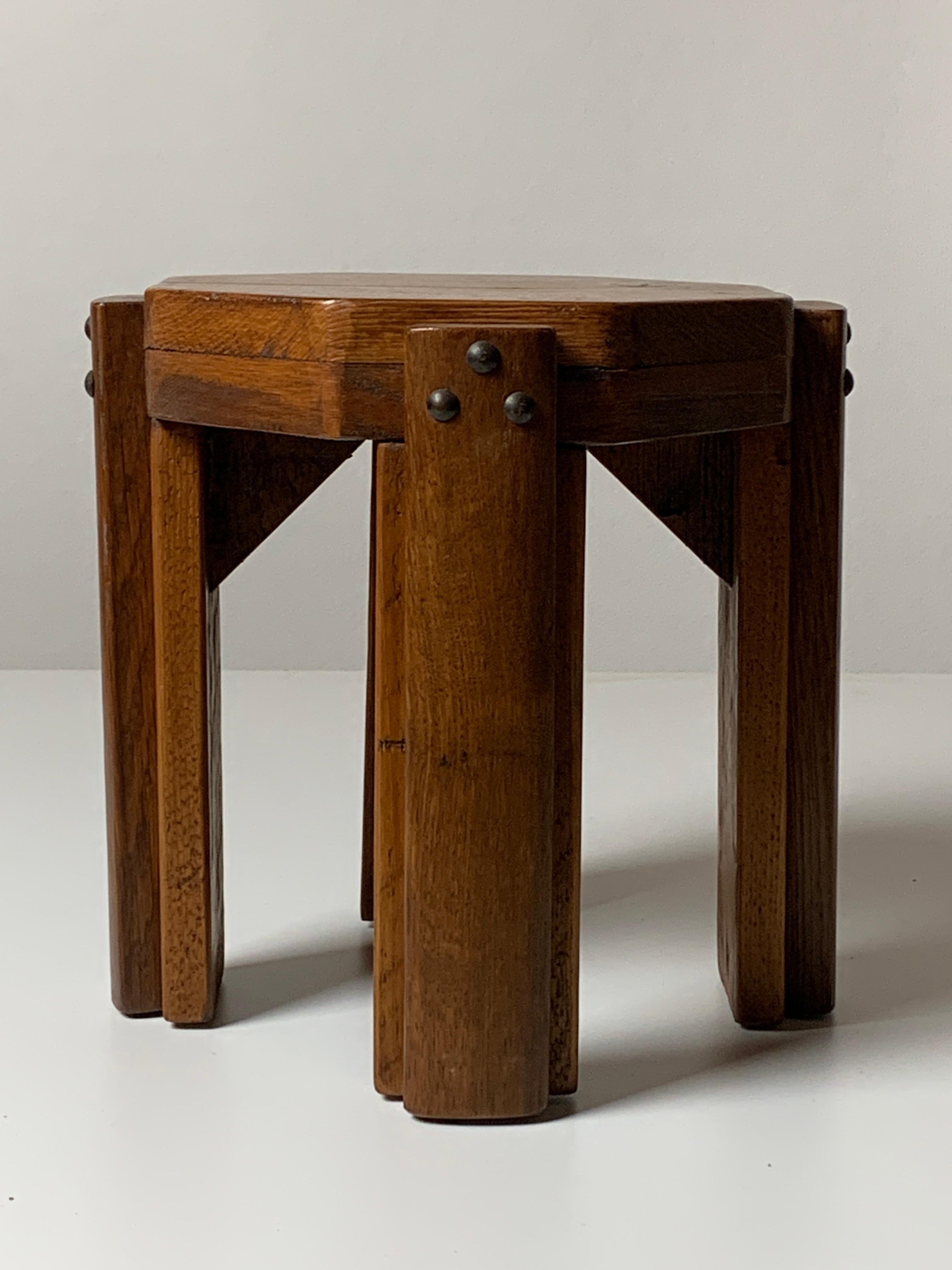 Mid-20th Century Dutch brutalist Art Deco small low stool plant stand 1930s-1950s