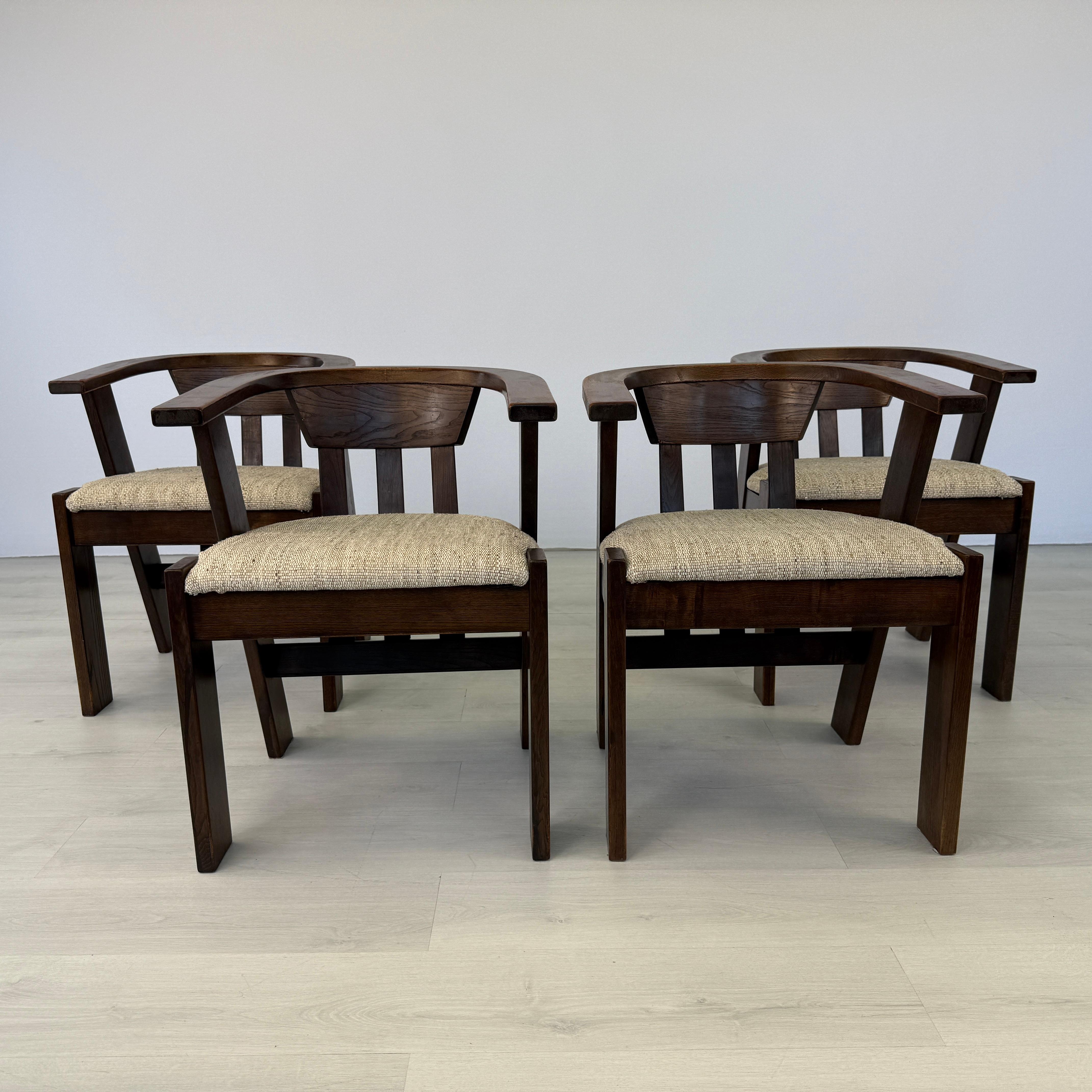 Brutalisme Chaises de salle à manger hollandaises brutalistes, 1970 - Lot de 4 en vente