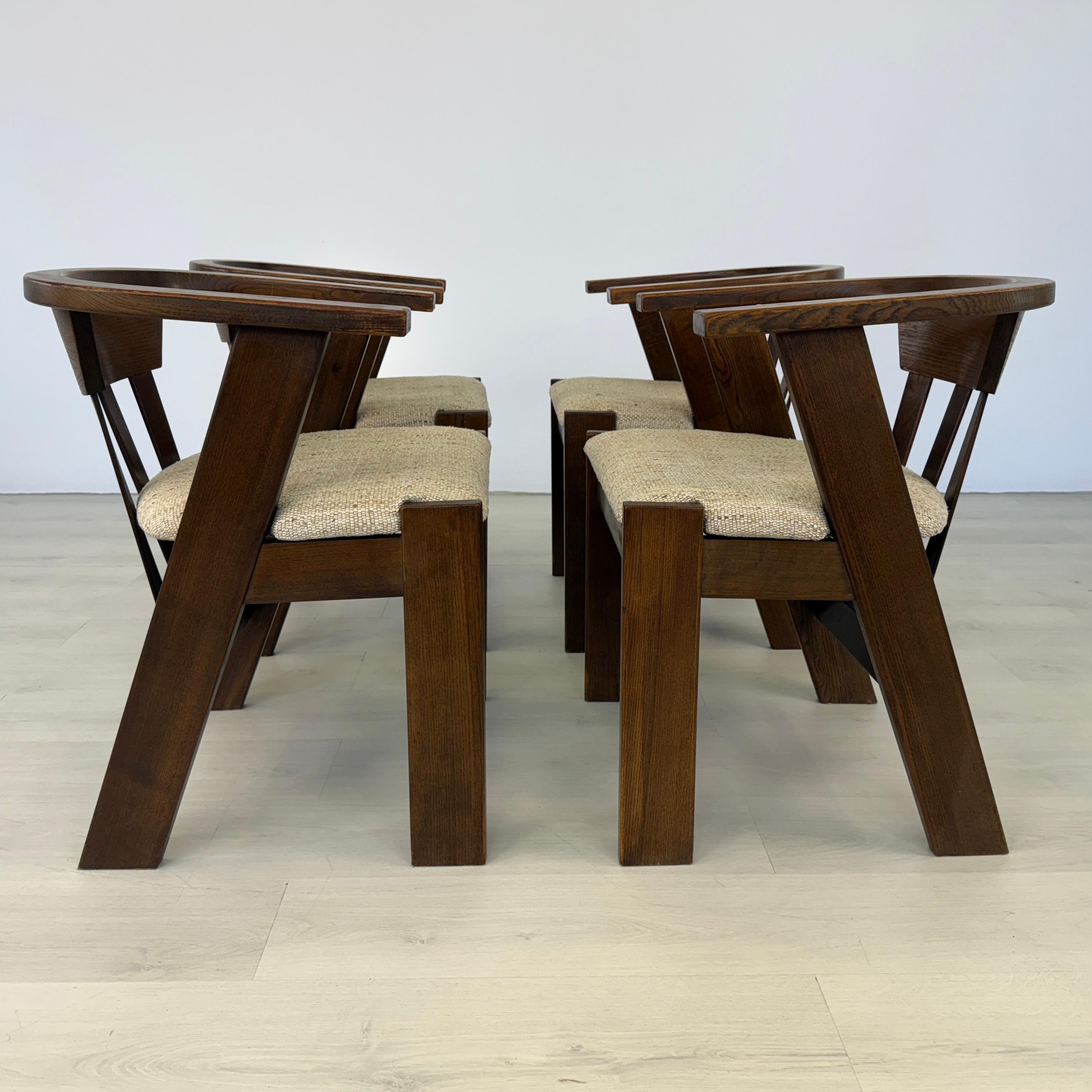 Néerlandais Chaises de salle à manger hollandaises brutalistes, 1970 - Lot de 4 en vente