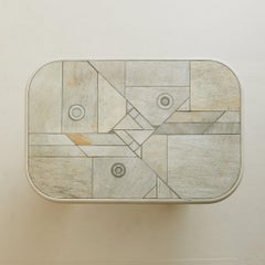 Dutch Brutalist Stone + Metal Inlay Coffee Table in Manner of Paul Kingma, 1970s