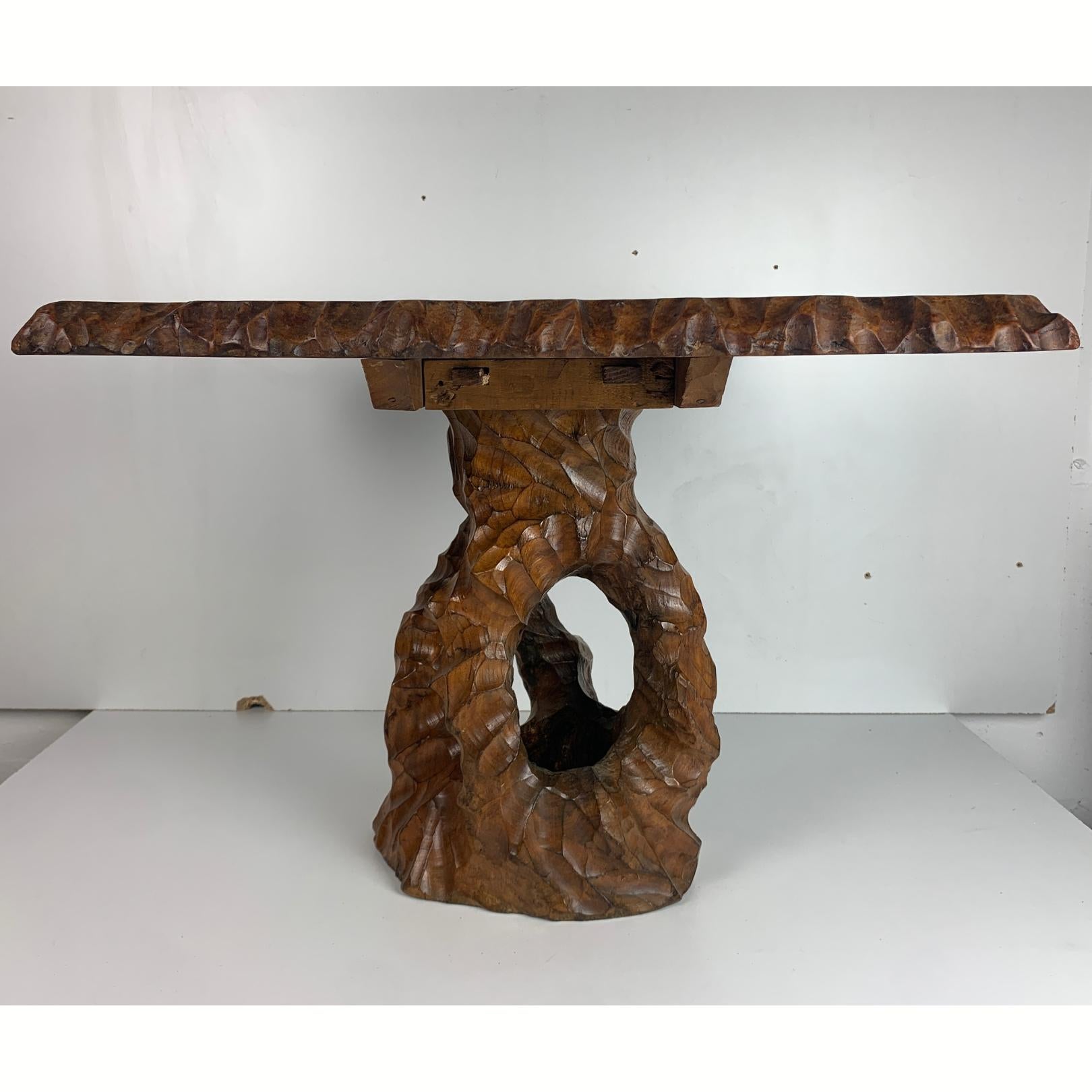 Dutch brutalist wabi sabi carved tree root side table or coffee table, 1960s For Sale 5
