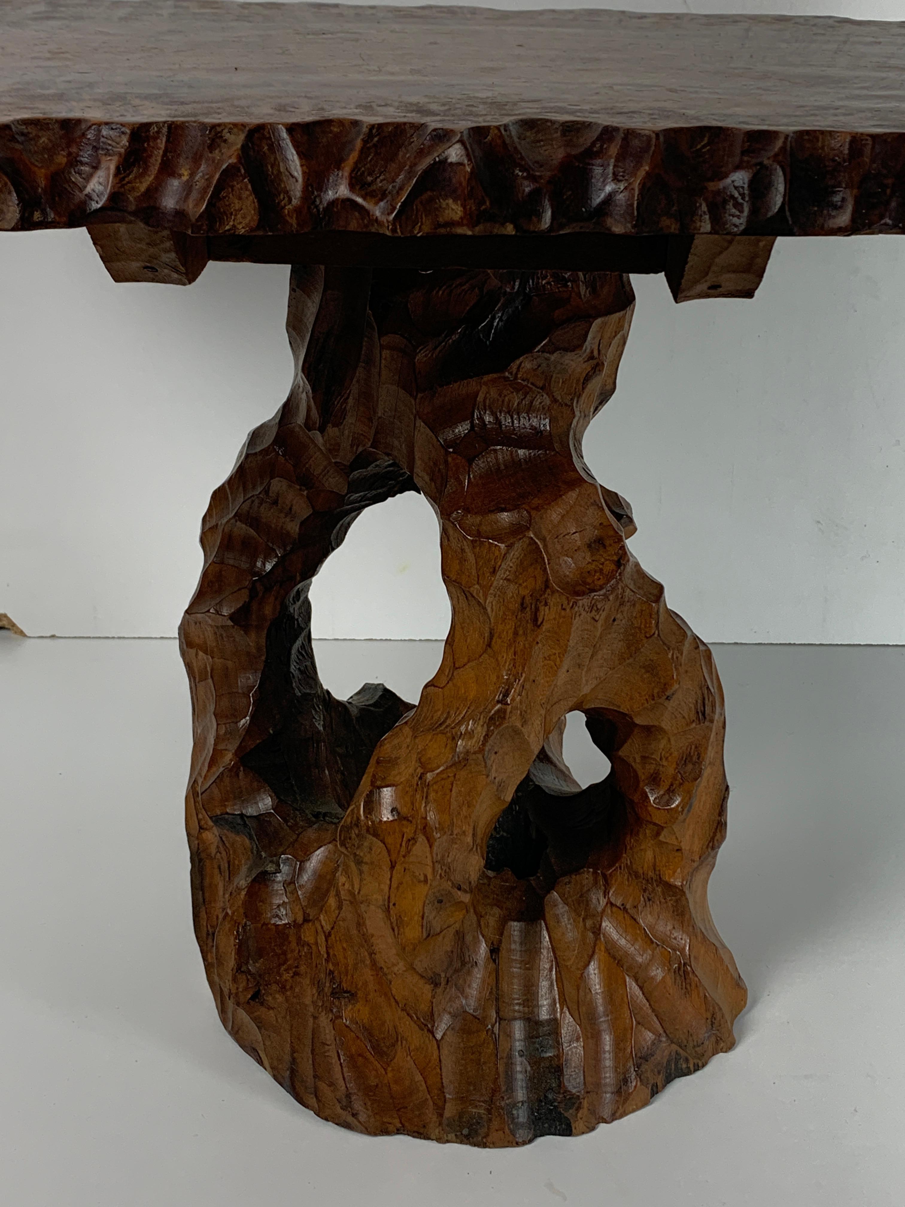 Dutch brutalist wabi sabi carved tree root side table or coffee table, 1960s For Sale 11