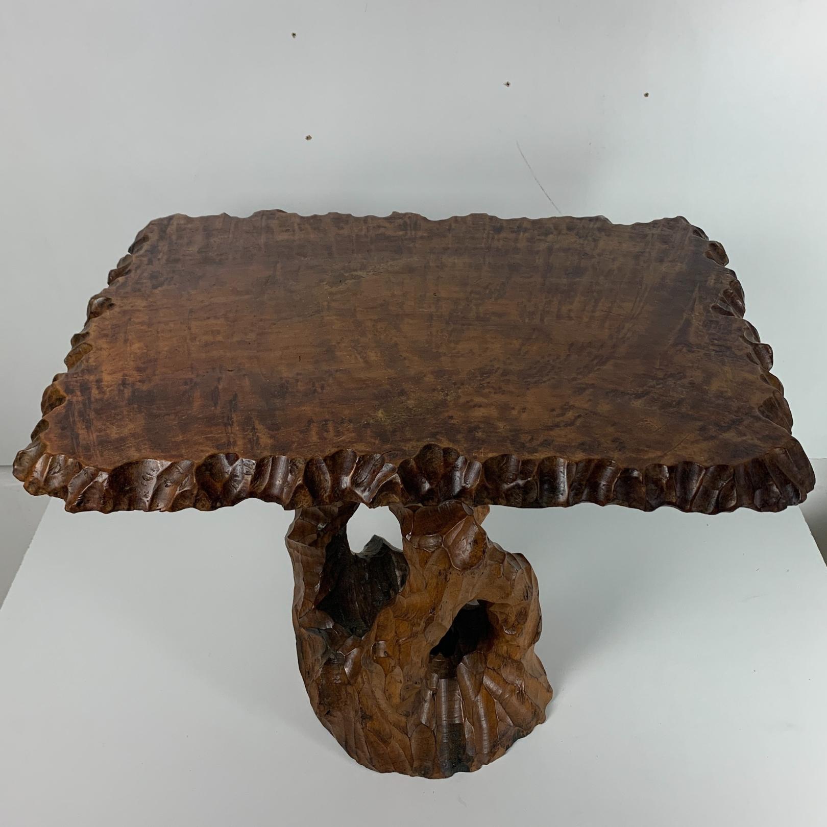 Oak Dutch brutalist wabi sabi carved tree root side table or coffee table, 1960s For Sale