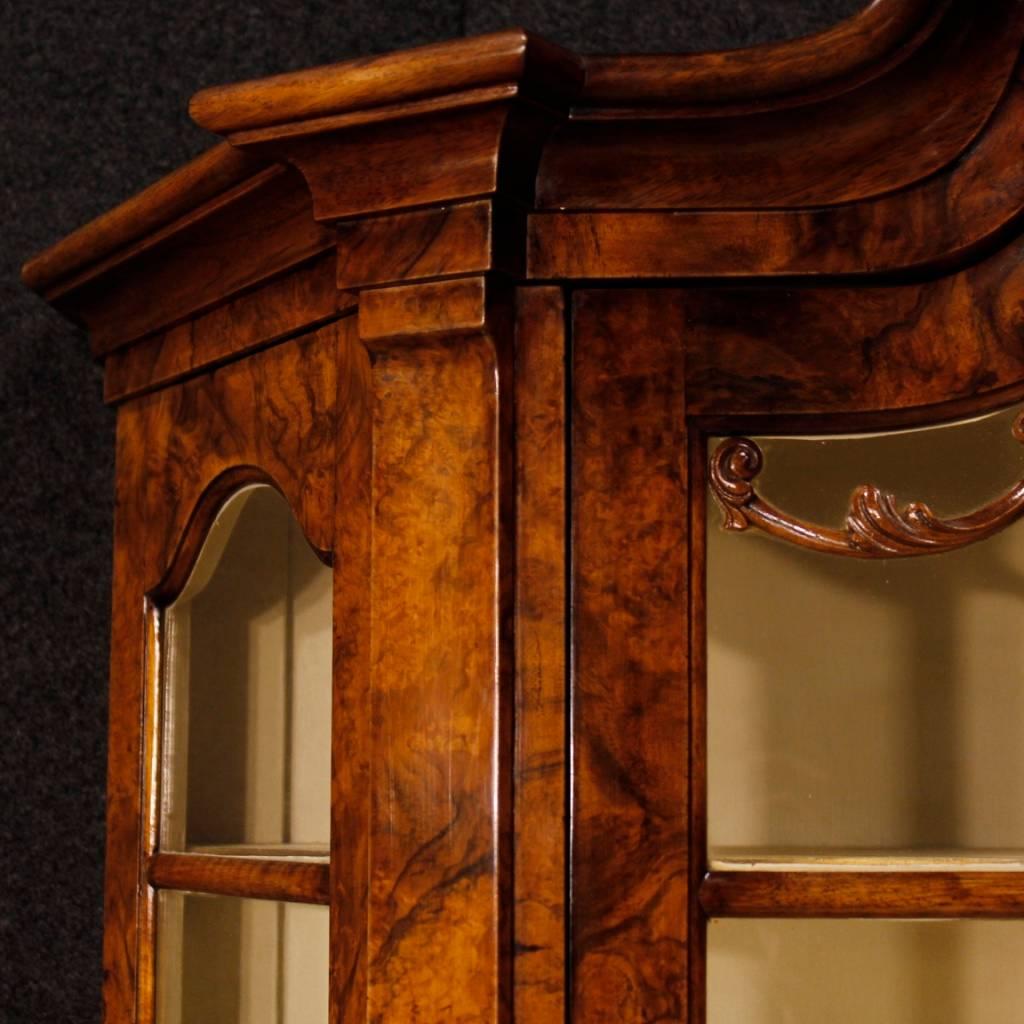 Dutch Burl Walnut and Carved Mahogany Wooden Showcase from 20th Century 5