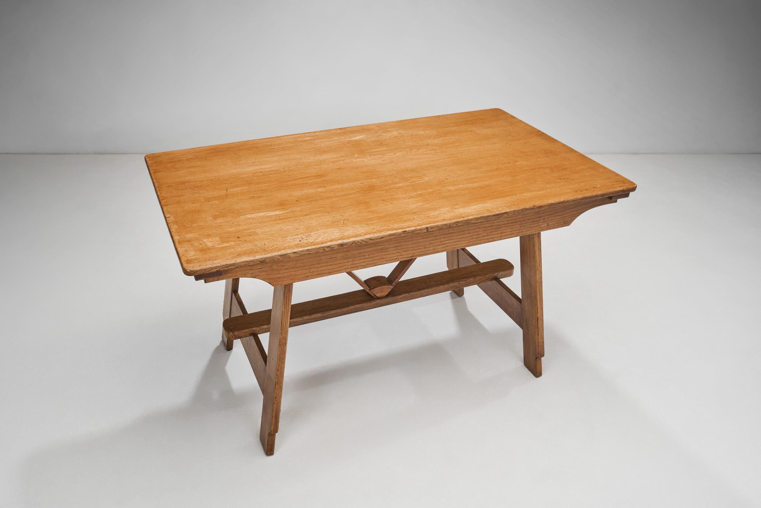 Wood Dutch Cabinetmaker Folding Dining Table by De Volharding, Netherlands 1950s For Sale