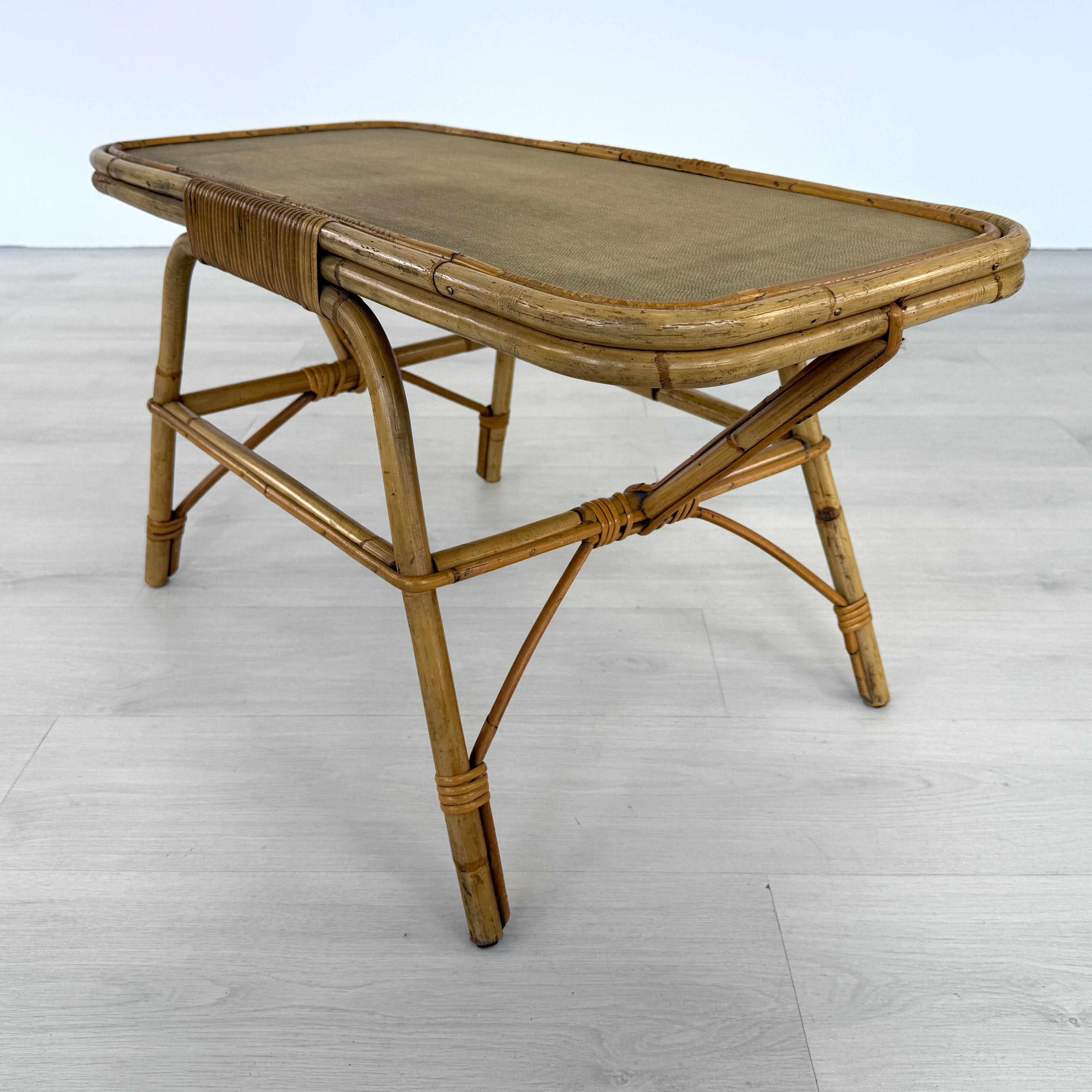 Mid-Century Modern Dutch Cane Coffee Table by Dirk Van Sliedregt, 1950s For Sale