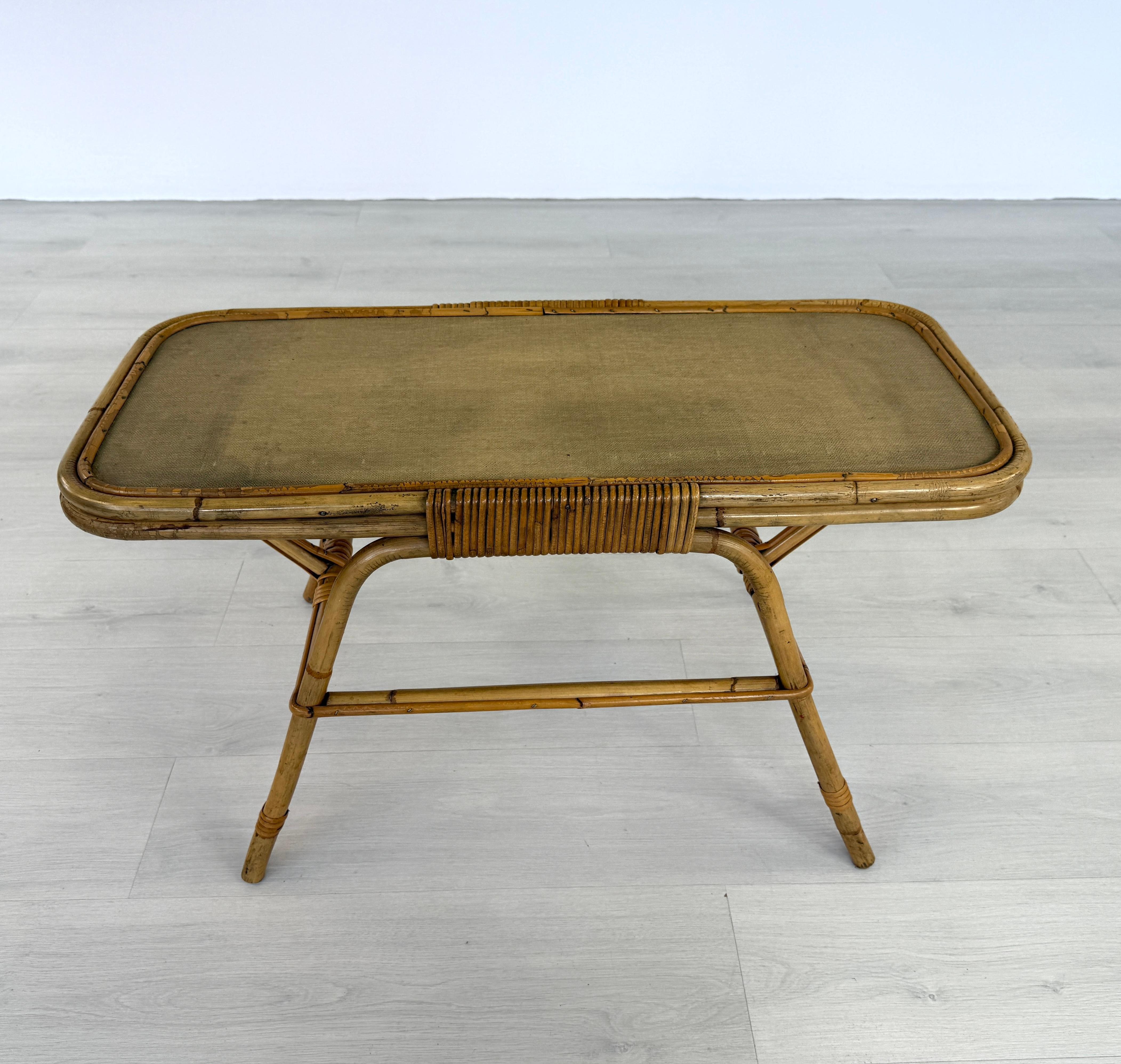 20th Century Dutch Cane Coffee Table by Dirk Van Sliedregt, 1950s For Sale