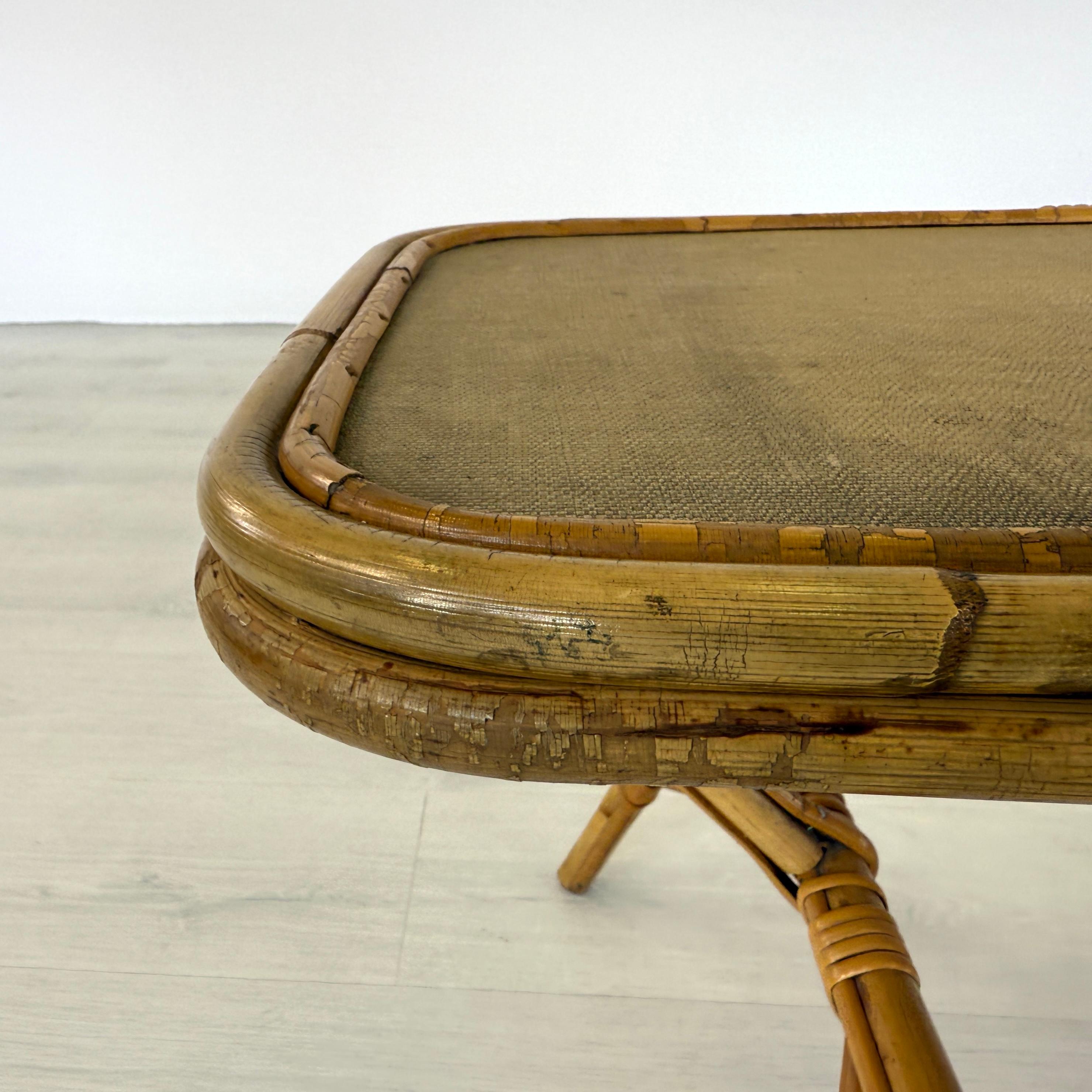 Dutch Cane Coffee Table by Dirk Van Sliedregt, 1950s For Sale 1