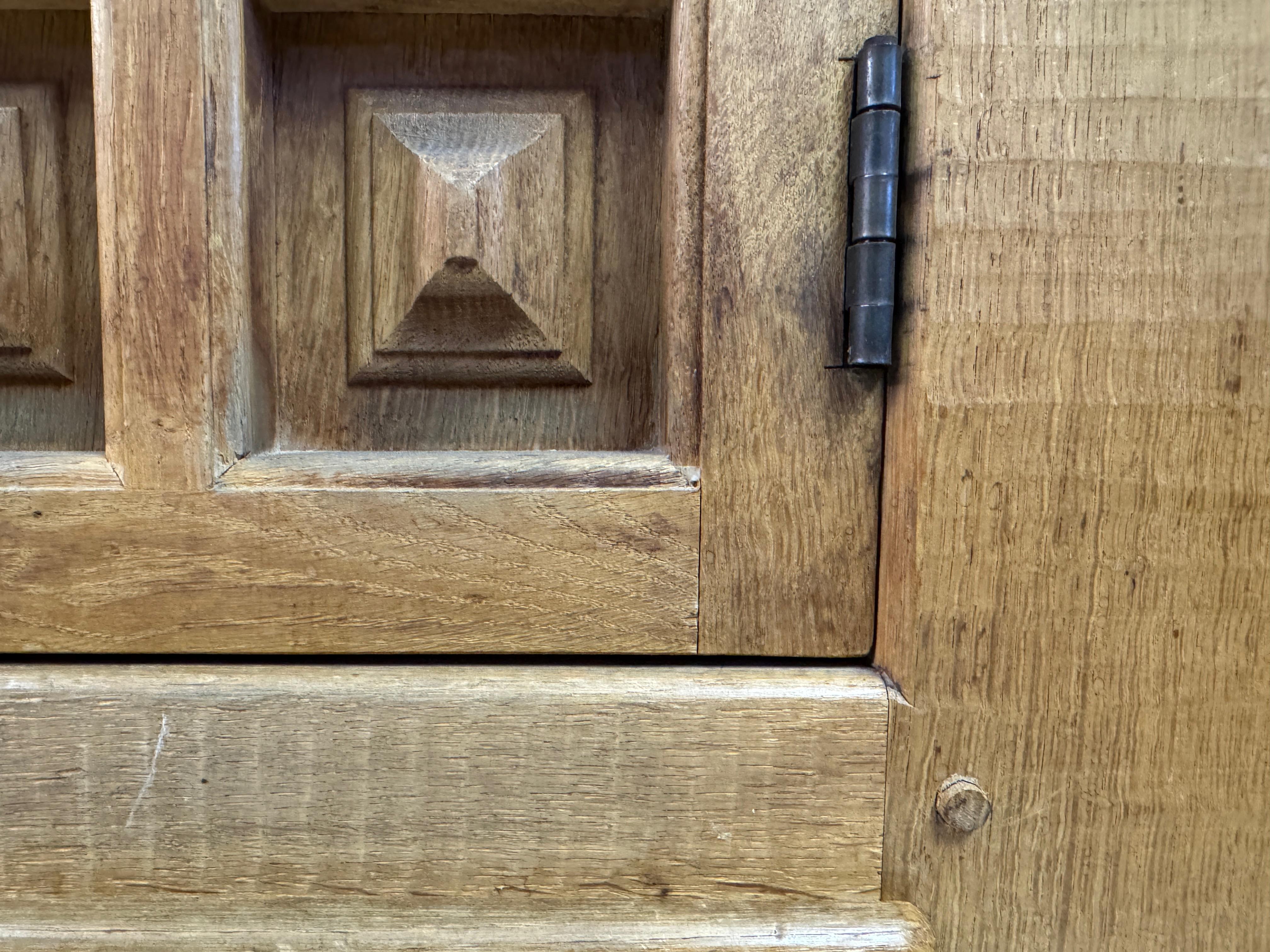 Dutch Carved Oak Brutalist Cupboard, 1960s For Sale 8